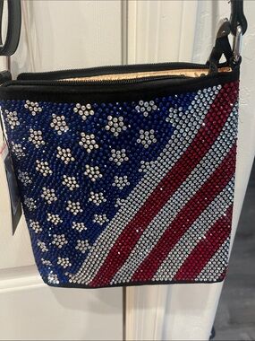 Embellished American Flag Crossbody Bag - Red, White & Blue NWT